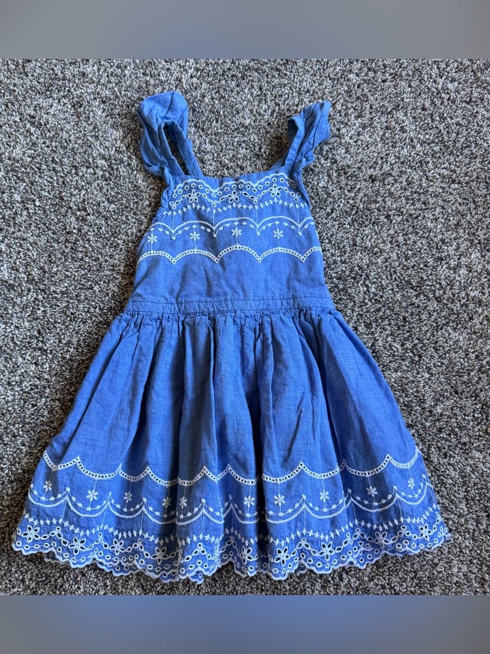 Cat & Jack Blue Embroidered Ruffle Strap Dress